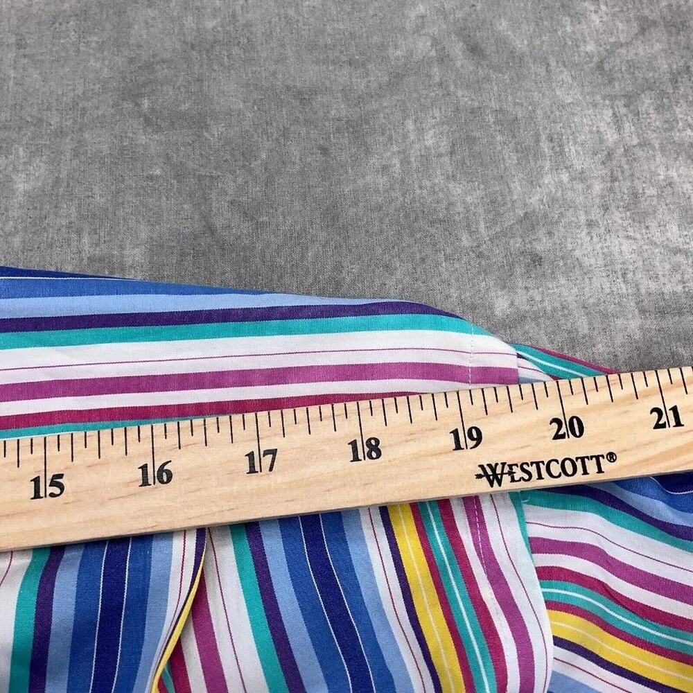 Polo Ralph‎ Lauren Shirt Men Large Blue Yellow Rainbow Stripe Curham Cotton